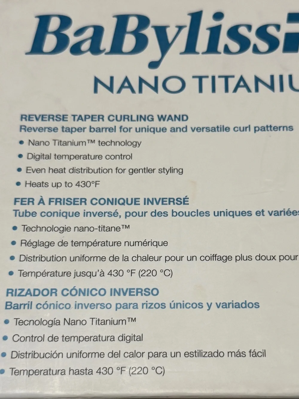 NWOT BaByliss Pro Nano Titanium Reverse Curl Wand, still in org box!!!